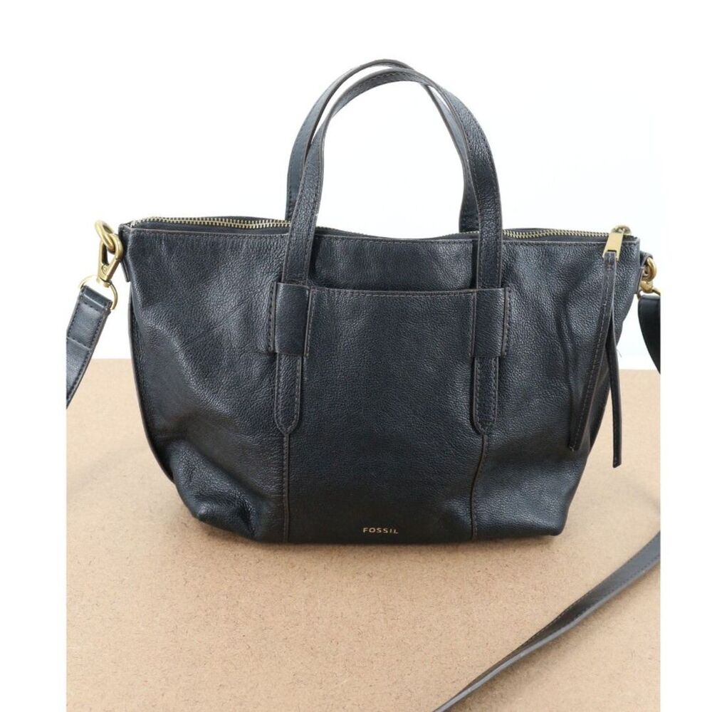 Fossil Skylar Satchel Crossbody Black Genuine Leather Handbag
